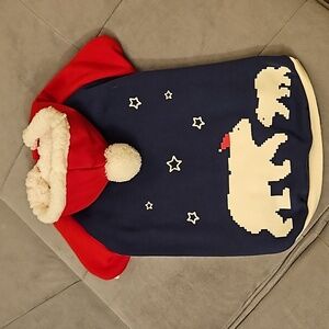 NWOT Ellen Degeneres Dog/ Puppy Christmas Hoodie- Bears Santa Hat Coat (Large)